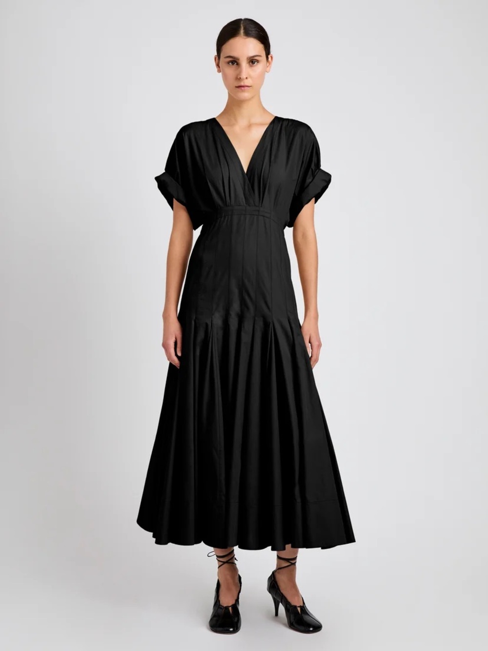 Proenza Schouler Ciara V-Neck Pleated Midi Dress